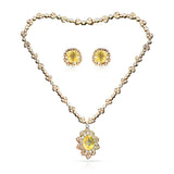 Van Cleef & Arpels 1970s No Heat Ceylon Yellow Sapphire and Diamond Necklace and Earring Set