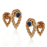 Van Cleef & Arpels Textured Blue Sapphire Cabochon Cufflinks, 18k Yellow Gold