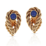 Van Cleef & Arpels Textured Blue Sapphire Cabochon Cufflinks, 18k Yellow Gold