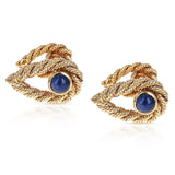 Van Cleef & Arpels Textured Blue Sapphire Cabochon Cufflinks, 18k Yellow Gold