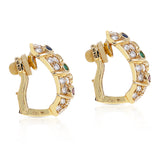 Diamond, Ruby, Emerald, Sapphire Cocktail Clip-on Earrings, 18 Karat Yellow Gold