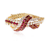 1970s French Ruby and Diamond Bracelet by Vassort and Gerard, 18K Yellow Gold