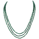 Genuine & Natural Emerald Faceted Beads Necklace with Pearls, 14 Karat