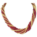 Genuine & Natural Red Spinel and Yellow Sapphire Faceted Beads Choker Necklace