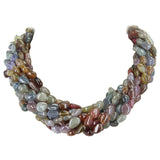 Genuine & Natural Earthy Multi-Sapphire Tumbled Beads Choker Necklace