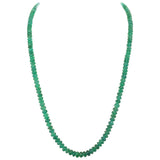 Genuine & Natural & Fine Strand of Emerald Plain Beads Necklace, 14K Yellow Gold