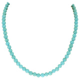 Genuine 6MM Round Turquoise Beads, 14K Yellow
