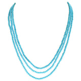 Genuine 3MM Turquoise Beads Three Strand Necklace, 14K Yellow Gold