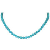 7MM Deep Blue Genuine Turquoise Beads Necklace, 14K Yellow Gold