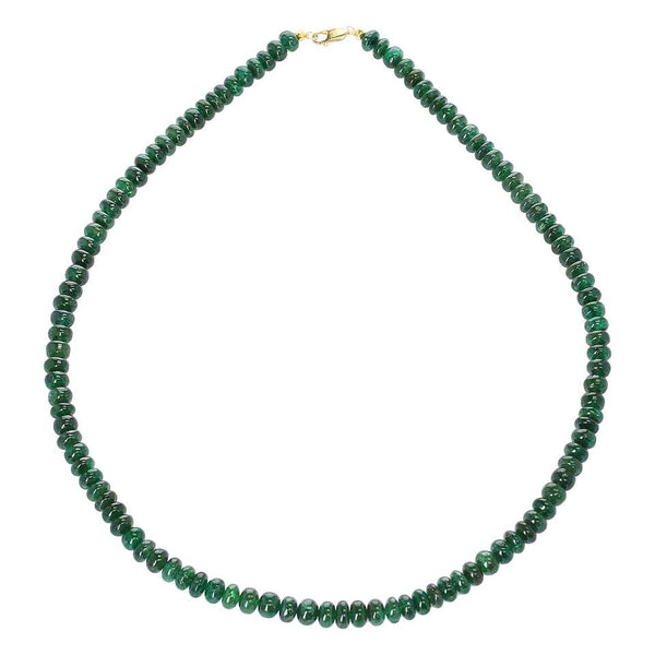 Genuine & Natural Deep Green Fine Emerald Plain & Smooth Beads Necklace