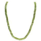 Genuine Faceted 7MM Peridot Beads Necklace- Sterling Silver Clasp