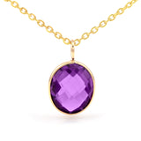 14k Yellow Gold Oval Purple Amethyst Pendant