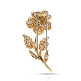 Van Cleef & Arpels Diamond Rose Flower Brooch Pin, 18k