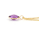 14k Yellow Gold Oval Purple Amethyst Pendant