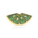 Mark Patterson Tsavorite Garnet and Diamond Lime Wedge Brooch, 18k and 24k
