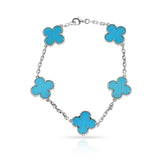 Van Cleef & Arpels Turquoise 5-Motif Alhambra Bracelet, 18k