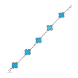Van Cleef & Arpels Turquoise 5-Motif Alhambra Bracelet, 18k
