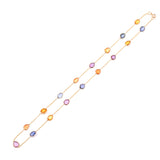 Mixed-Cut Genuine Multi-Sapphire 18k Yellow Gold Necklace