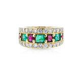 French Van Cleef & Arpels Emerald, Ruby and Diamond Ring, 18k