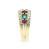 French Van Cleef & Arpels Emerald, Ruby and Diamond Ring, 18k