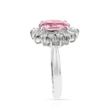 GIA Certified 2.53 Carat Natural (Unheated) Oval-Shaped Pink Sapphire and Diamond Ring, PT