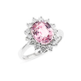 GIA Certified 2.53 Carat Natural (Unheated) Oval-Shaped Pink Sapphire and Diamond Ring, PT