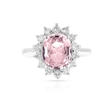 GIA Certified 2.53 Carat Natural (Unheated) Oval-Shaped Pink Sapphire and Diamond Ring, PT