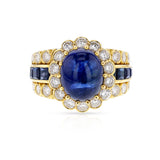 Van Cleef & Arpels Sapphire Cabochon and Diamond Floral Ring, 18k