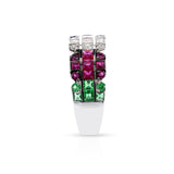 Diamond, Emerald, Ruby, Sapphire Ring, 18k White
