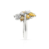 White Diamond and Yellow Diamond Ring, Platinum