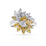 White Diamond and Yellow Diamond Ring, Platinum