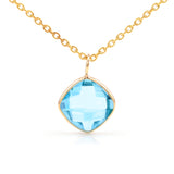 14k Yellow Gold Cushion Sky Blue Topaz Pendant