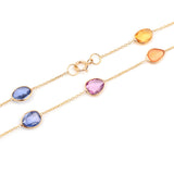Mixed-Cut Genuine Multi-Sapphire 18k Yellow Gold Necklace