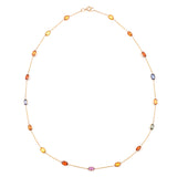 Oval Pastel Multi-Sapphire Bezel-Set Necklace, 18k Yellow Gold