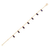 Violet Iolite Rectangular Dangling Stone Bezel-Set Bracelet, 18K Yellow Gold
