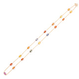 Oval Pastel Multi-Sapphire Bezel-Set Necklace, 18k Yellow Gold