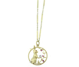 Diamond and Ruby Bunny Pendant and Neck Chain, 18 Karat Yellow Gold
