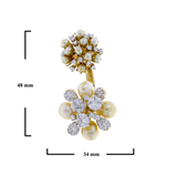 Pearl Clusters Open Ring with Mixed Cut Diamonds, 18K Gold