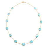Mixed-Cut Genuine Larimar 18k Yellow Gold Necklace