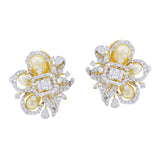Fine Ribbon-Style Pearl and Diamond Earrings, 18K Yellow Gold