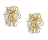 Fine Ribbon-Style Pearl and Diamond Earrings, 18K Yellow Gold