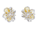 Fine Ribbon-Style Pearl and Diamond Earrings, 18K Yellow Gold
