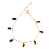 Violet Iolite Rectangular Dangling Stone Bezel-Set Bracelet, 18K Yellow Gold