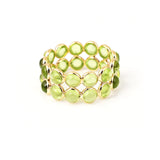 Purple Amethyst Round Cabochon Double Line Band, Yellow Gold