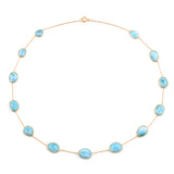 Mixed-Cut Genuine Larimar 18k Yellow Gold Necklace