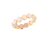 Pink Opal Round Cabochon Band, Yellow Gold
