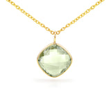 14k Yellow Gold Cushion Sky Blue Topaz Pendant