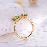 Double Oval Peridot Green Cubic Zirconia Sterling Silver Open Ring