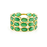 Oval Emerald Triple Layer Band, 18K Gold
