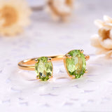 Double Oval Peridot Green Cubic Zirconia Sterling Silver Open Ring